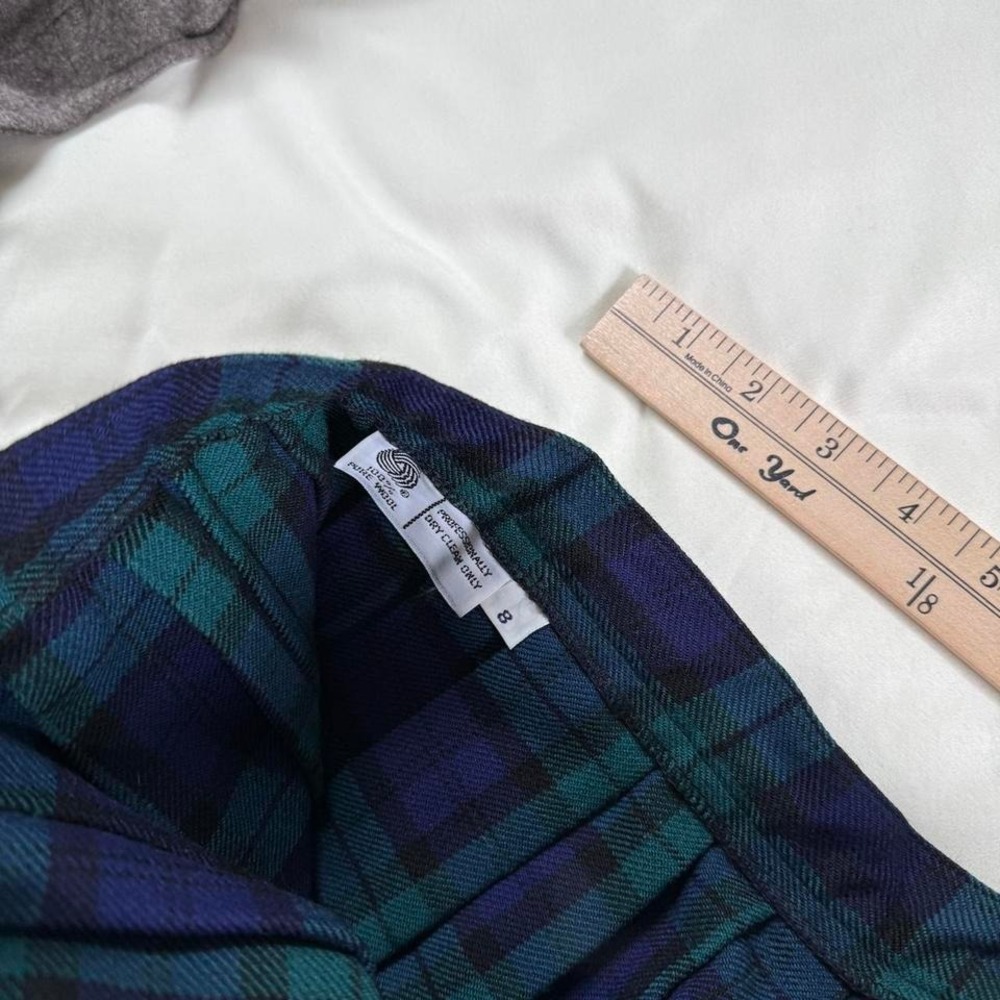 plaid wool skirt 90s plaid wool midi skirt size 8 - Picture 5 of 5
